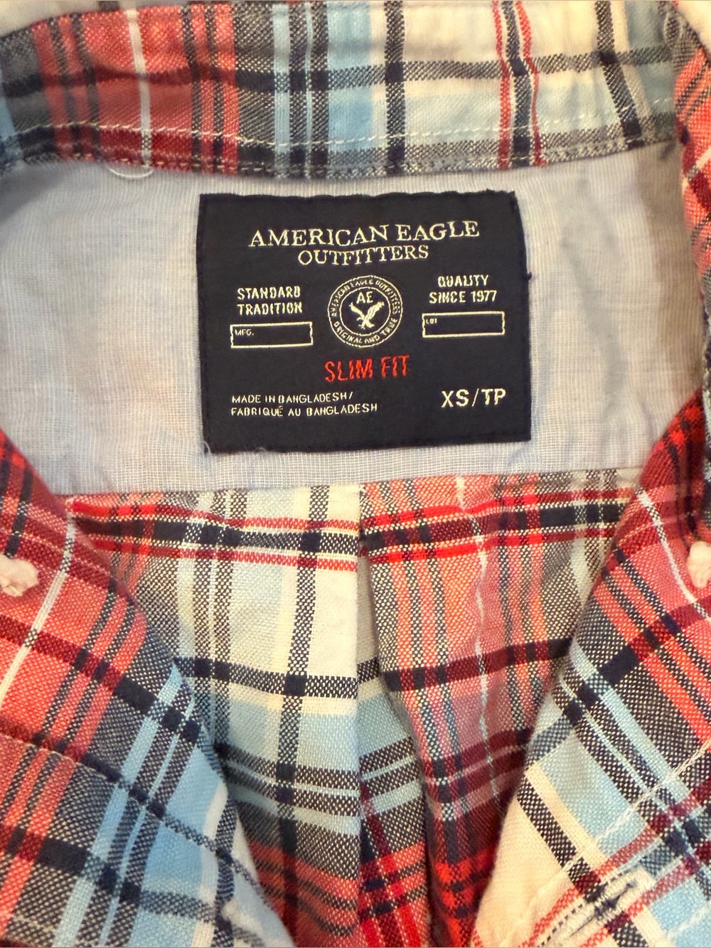 Vintage 2013 American Eagle Distressed Plaid Sleeveless Button Down - XS/TP - Picture 2 of 4